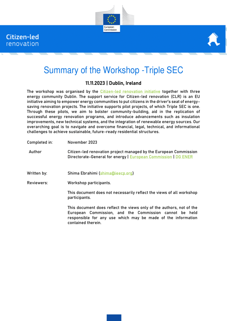 Workshop summary, 11.11.23, Triple SEC, Dublin, Ireland